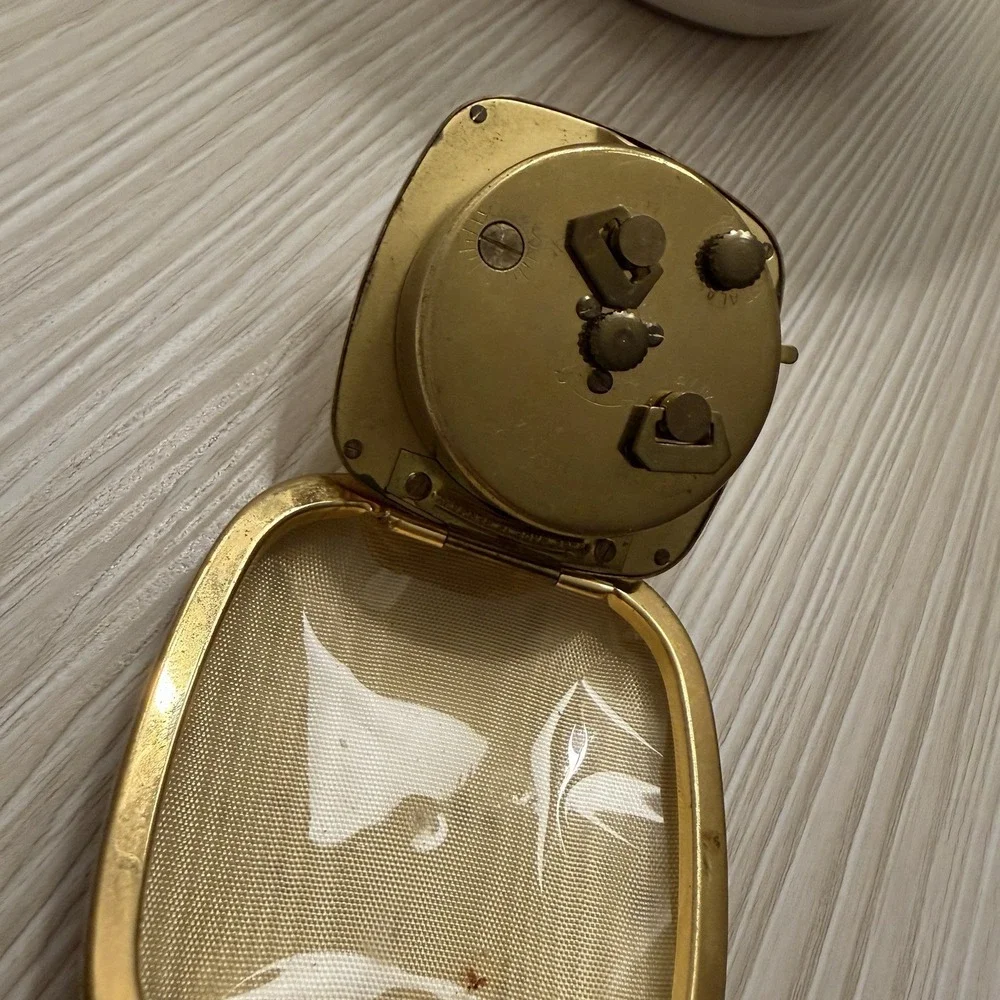 Westcox Genuine Tan Cowhide Travel‎ Alarm Clock Mid Century Wind Up Case Vintage